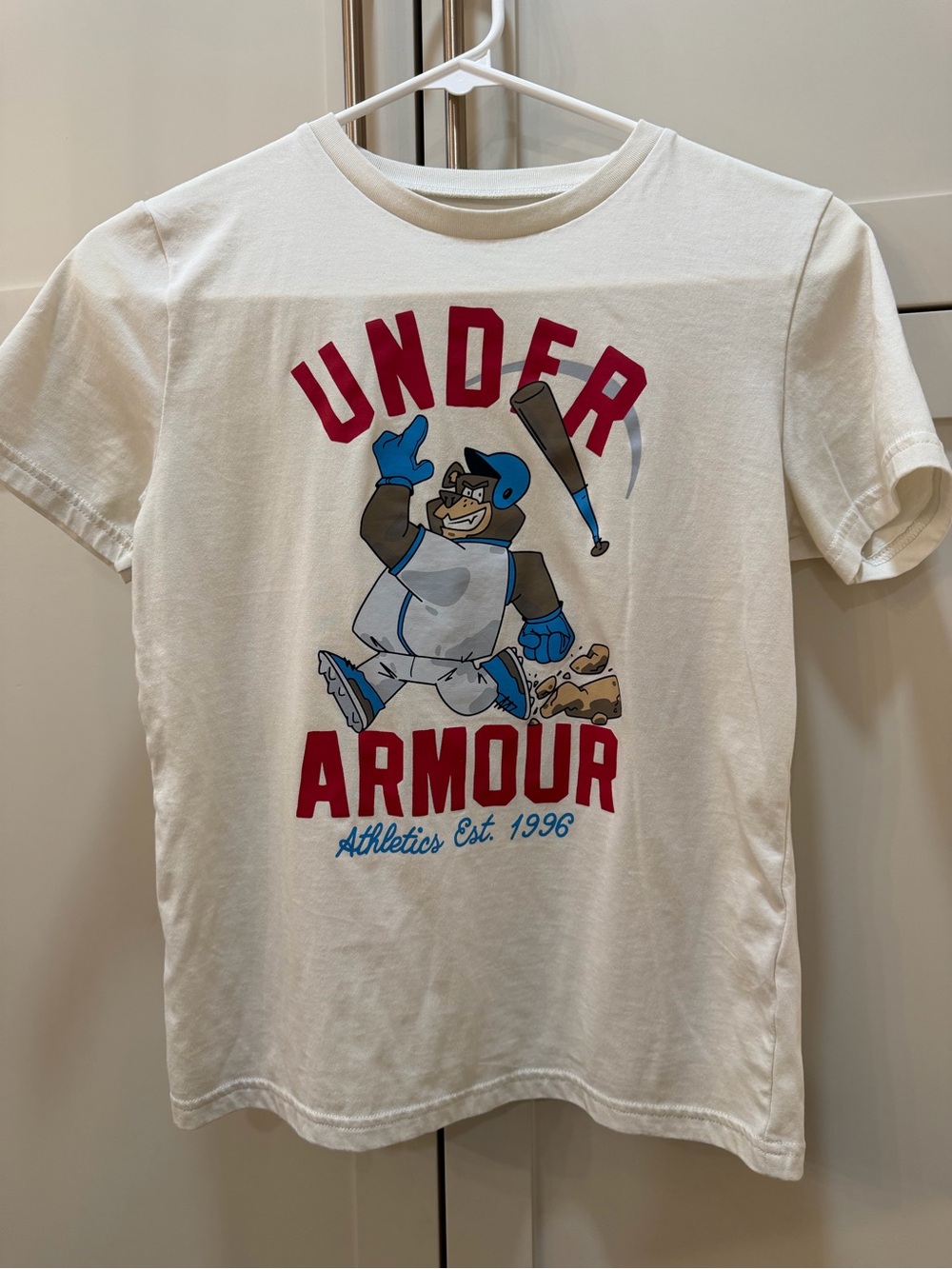 Under Armour Kids' White Graphic Baseball Tee-YM